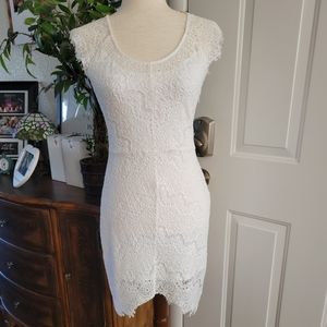 "You Are Not Alone Fitted Wht Lace Dress